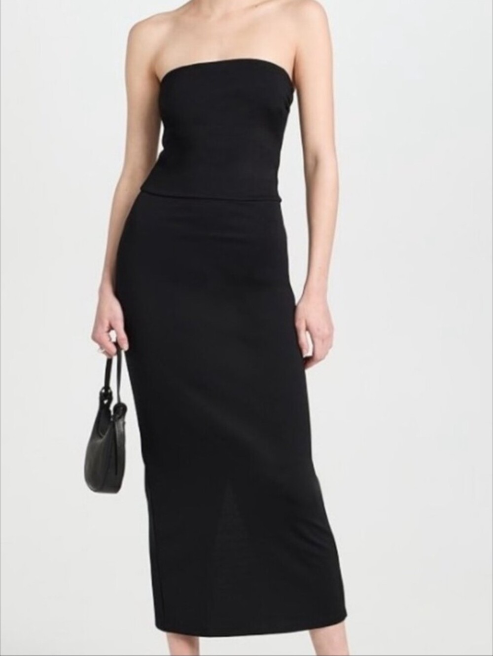 Staud Cortona Strapless Tube Bodycon Midi Little Black Dress Cocktail Size Small